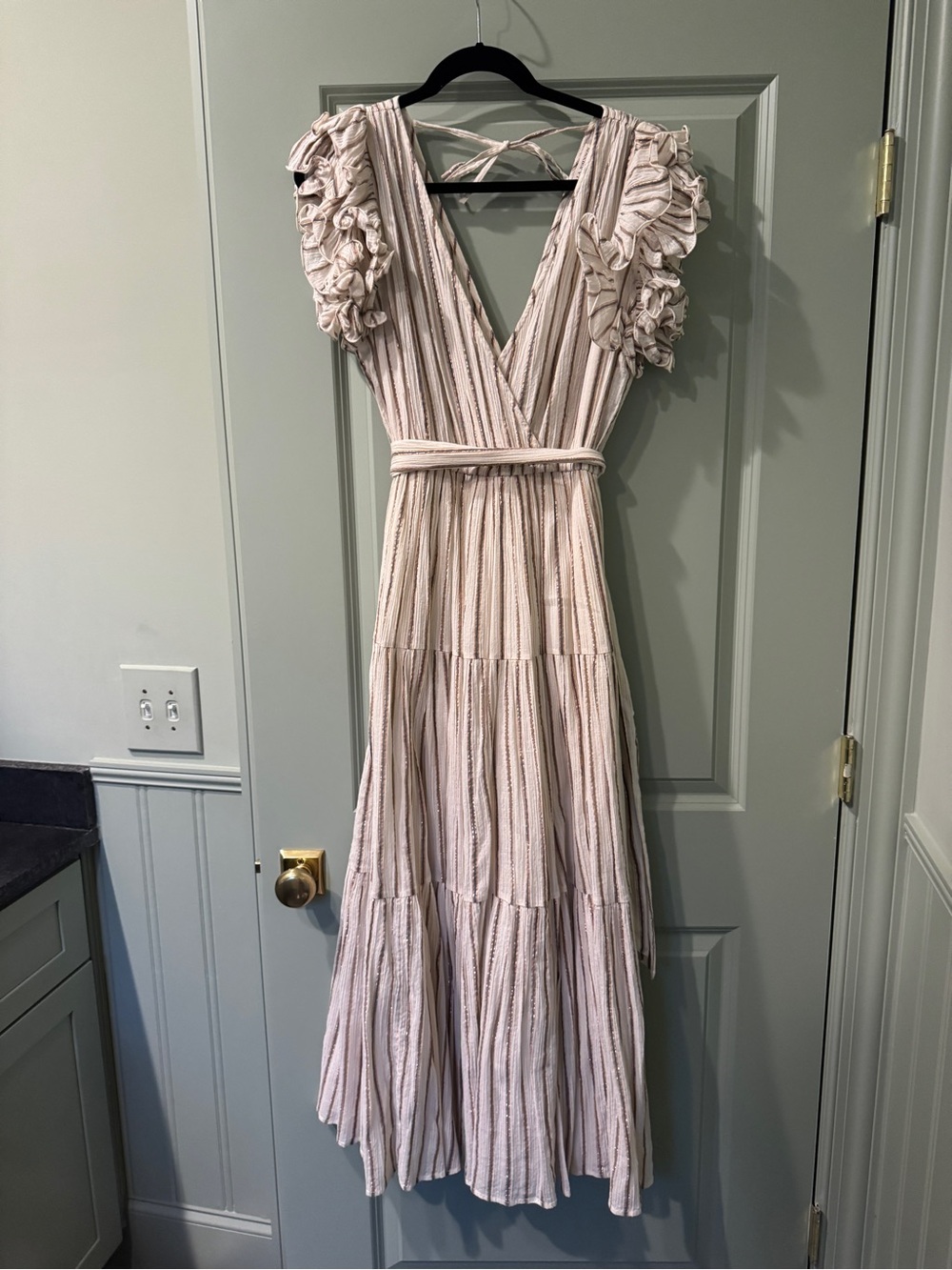 Ulla Johnson Blush Pink Ruffle-Sleeve Maxi Dress